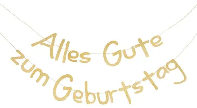Produktbild von Geburtstag Girlande Gold Glitter Deutsch Happy Birthday Banner