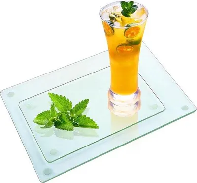 Produktbild von 2 Stück Glas Schneidebrett 30 x 20 cm + 40 x 30 cm Antiskid - Gehärtetes Glas Küchenregal, Serverschale, Schneideleine - Kratzfest und D