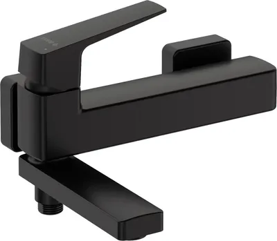 Produktbild von Wannenarmatur, Wand- - mit klappbarem Auslauf schwarz, Badewannenarmatur