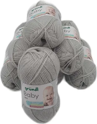 Produktbild von Gründl Baby uni Strickgarn/Häkelgarn ( e Baby Wolle, strapazierfähig und pflegeleicht, 70% Polyacryl 30% Polyamid, 10 x 50 g / 150 m), hellgrau