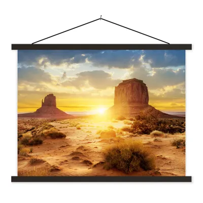 Produktbild von MuchoWow® Textilposter Sonnenuntergang - Felsen - Landschaft - Horizont 150x113 cm mit schwarzem Rahmen - Wohnzimmer