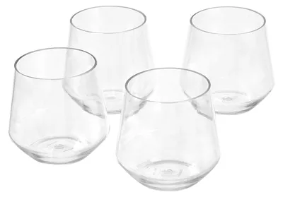 Productafbeelding van Wijnglazen van kunststof - Set van 4 - Steelloos - 370 ml - Breukvast - Transparant