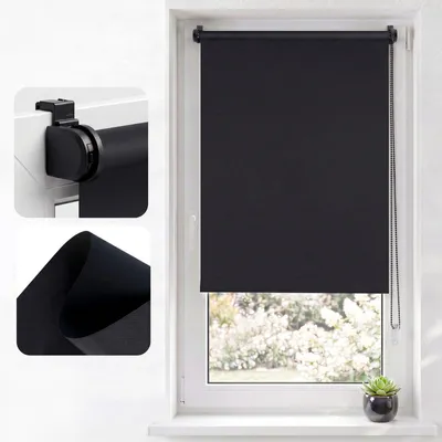 Produktbild von Rollos für Fenster ohne Bohren Seitenzugrollo Klemmfix Verdunkelnd Freihängend, Sonnenschutz Verdunklungsrollo, Sichtschutz Thermorollo 110x160cm
