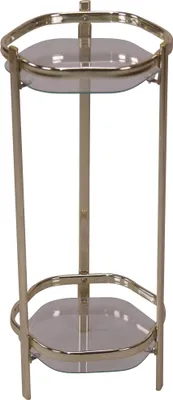 A product shot of a two-tiered plant stand.