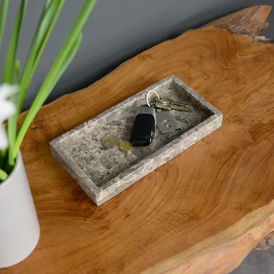 Image de Plateau en marbre - Gris - 24 x 12 cm