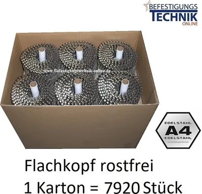 Produktbild von Coilnägel 16° 2,5x50mm Ring rostfrei Edelstahl A4 Flachkopf für Coilnagler 7,92M K