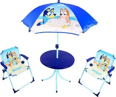 Produktbild von Famanu Möbelset für Kinder - Tisch, 2 Stühle und Sonnenschirm