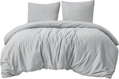 Obrázok produktu pre Sada posteľnej bielizne Famanu, 3-dielna, 200 x 220 cm, sivá – mikrovláknový obliečka na prikrývku so zipsom a vankúšové obliečky