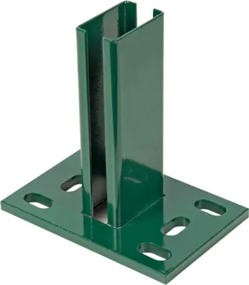 Immagine prodotto di Alberts 686079 Supporto per paletti di recinzione per rete metallica doppia, da avvitare, zincato a caldo verde, piastra 150 x 100 mm, per paletti 60 x 40 mm