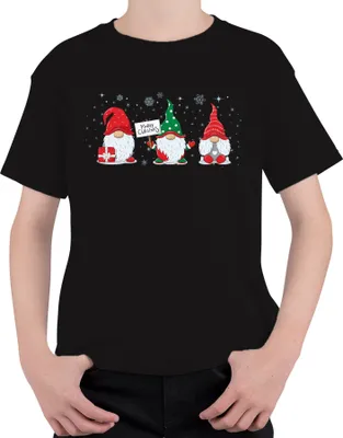 Produktbild von Merry Christmas Gnome Elfen Wichtel - Weihnachten Weihnachtsgeschenk Christmas Uni Kinder T-Shirt, Schwarz, 116