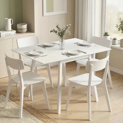 Produktbild von Sweiko Esstisch Klapptisch Küchentisch, 2 aufklappbare Flächen, 110 x 86 x 75 cm, Weiß