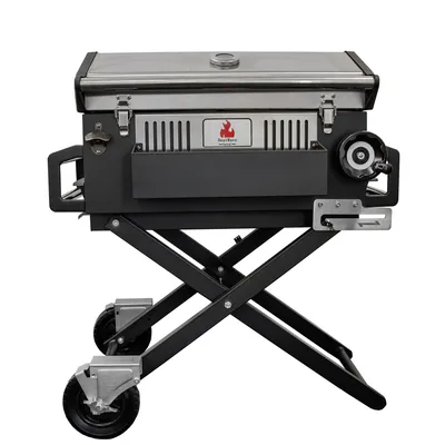 Produktbild von 4iQ Großer schwarzer Kohlengrill LUX 139X57X100 cm Premium Stahl mit Gusseisenrost