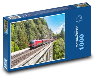 Obrázek produktu pro Puzzle 1000 Červený vlak na viaduktu - martinpuzzle