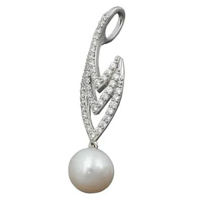 Produktbild von Anhänger 36x9mm Zirkonias mit Zuchtperle Silber 925 silber 36x9mm