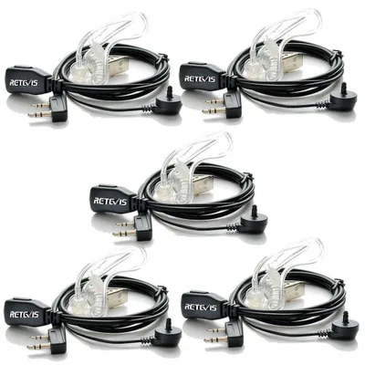 Produktbild von Retevis Funkgeräte Kopfhörer 2 Pin Schallschlauch Headset Kompatibel mit Walkie Talkie RT24 RT24V RT668 RT619 RT27 Baofeng BF-88E BF-888S Kenwood Proster Nestling Headset Funkgerät (5 STK)