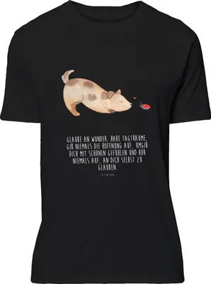 Produktbild von Mr. & Mrs. Panda Tshirt Hund Marienkäfer - Schwarz - Geschenk, T-Shirt mit Spruch, Sprüche, Positiv, Lustiges, Mischlinghund, Hunde, S, Zuversichtlich, Shirt