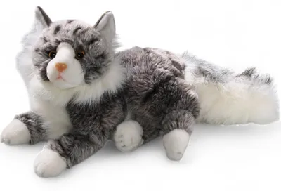 Image de Carl Dick Chat Maine Coon gris-blanc couché env. 30cm 3202 Doudou, peluche, animal en peluche