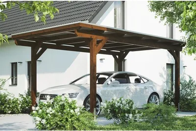 Obrázek produktu pro Přístřešek na auto Konsta 304 x 500 cm ořech vč. alu plechu
