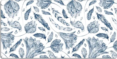 Produktbild von Schreibtischmatte Tischunterlage 100x50 cm Mauspad - Blaue Blätter
