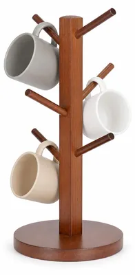 Bekerboom aus Holz, 6 Haken, Kaffeetassenhalter für die Arbeitsplatte