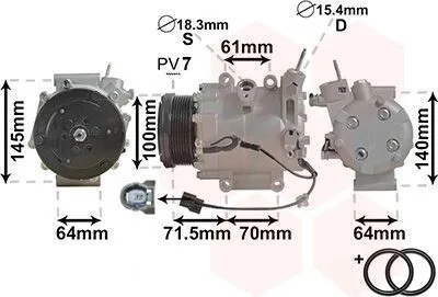 Produktbild von VAN WEZEL 2500K235 TRSE07 Klimaanlage Klimakompressor PAG 46 R134a für HONDA CIVIC VIII Hatchback (FN, FK)