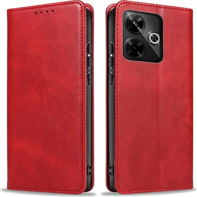 Produktbild von Handyhülle für Xiaomi Redmi 13 Kunstleder Flip Cover Hülle Handytasche Case Kartenfach Farbe: Rot