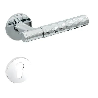 Produktbild von Türgriffe Set PZ Profilzylinder Türklinken Innentüren in Silber Chrom Drückergarnitur Zimmertür mit runder Rosettengarnitur aus Zink Gavroche