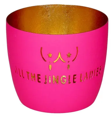 Produktbild von Gift Company Madras Windlicht M All the jingle ladies hot pink/gold 8,5cm