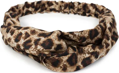 Produktbild von styleBREAKER Damen Haarband mit Leo Animal Print, Twist Knoten und Gummizug, Stirnband, Headband, Haarschmuck 04026020