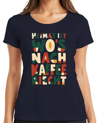 Obrázek produktu pro "Domov je tam, kde voní káva." Tričko s nápisem "Barista", dámské, tmavě modré, velikost 3XL. (Sarkastický motiv)