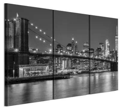 Image de LUMASOUL Tableau sur toile 3, motif ville, tableaux 90 x 60 cm avec motif architectural, noir, blanc