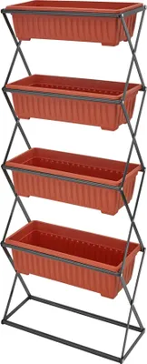 Zdjęcie produktu dla tectake® Łóżko pionowe z 4 donicami 52 x 21 x 127 cm