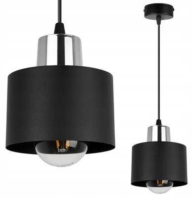Produktbild von LED Pendelleuchte Schwarz mit Lampenschirm – Moderne Hängelampe / Deckenleuchte für Wohnzimmer und Esszimmer
