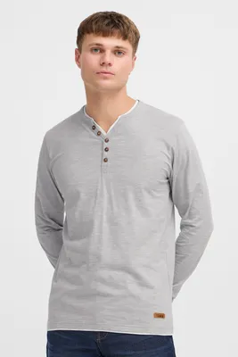 Produktbild von SOLID SDBelagos Herren Longsleeve Langarmshirt Shirt mit Grandad-Ausschnitt 100% Baumwolle Regular fit