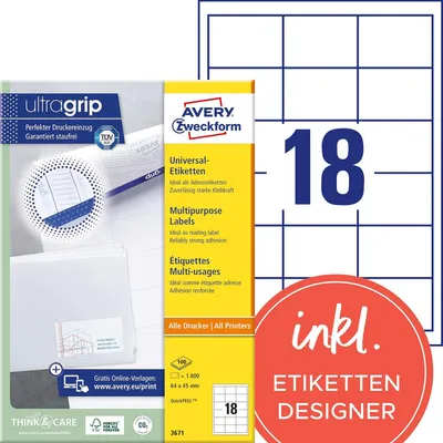 Immagine prodotto di AVERY Etichette universali Zweckform, 64 x 45 mm, bianco
