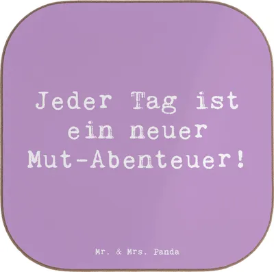 Produktbild von Mr. & Mrs. Panda Untersetzer für Gläser Spruch Angst überwinden Abenteuer - Lavendeltraum - Geschenk, inspirierende Botschaften, Tassenuntersetzer, Zuversicht, Vertrauem