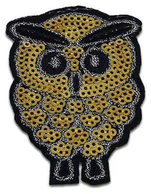 Produktbild von Eule Mit Pailletten - Aufnäher, Applikationen, Patches, Flicken, Größe: 6,3 x 4,2 cm