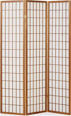 Image de 3 Panneaux Shoji Paravent Japonais Bois Brun Foncé Séparateur de Pièce