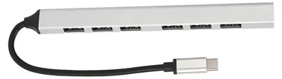Image de Hub USB-C 3.0 en alliage d'aluminium, 7 ports, 5,0 Gbps, hub d'extension de type C pour PC, ordinateur portable