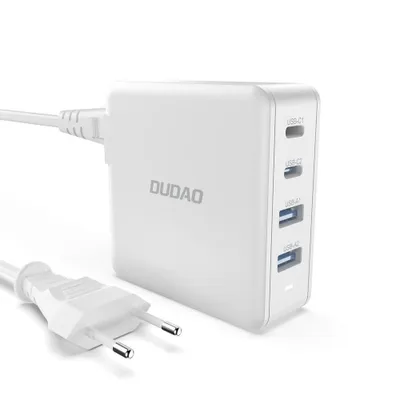 Zdjęcie produktu dla DUDAO Adapter GAN 100W Typ Cx2+ 2xUSB Biały Uniwersalny AC Szybkie ładowanie wewnętrzne