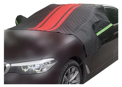 Productafbeelding van Windscherm voor auto, ijsbeschermfolie, winterbescherming, afneembaar, universeel, 230x145 cm, zwart, rood