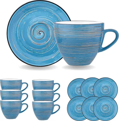 Zdjęcie produktu dla Wilmax Spiral filiżanki i spodki zestaw 6 300 ml WL-669636/AB6