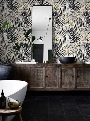 Produktbild von Coloray Fototapete 250x104 cm Latextapete Magicstick - Vintage Monstera Gold.