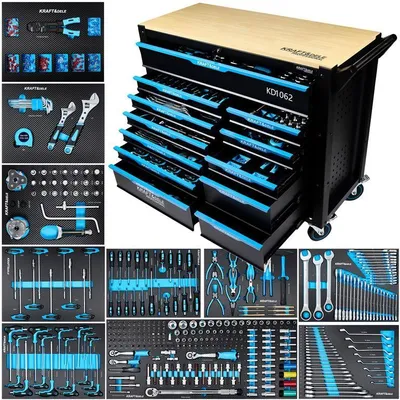 Produktbild von Werkzeugwagen 501tlg Werkzeugset CrV Werkstattwagen Schubladen Profi Set KD1296