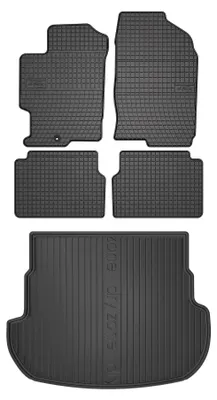 Productafbeelding van Rubberen automatten + kofferbakmat voor Mazda 6 I GG / GY 2002-2007 (stationwagen) – 5-delig, zwart, op maat – Wielganizator SolidPRO