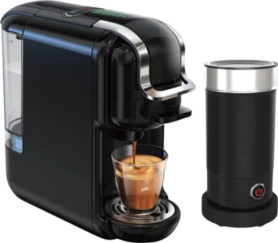 Obrázek produktu pro Kávovar Happyment 5 v 1 - Kávovar na kapsle - Kávovar - Kompatibilní s kávovary Nespresso, Dolce Gusto, práškovou kávou a kávovými kapslemi - Automatický - Černý