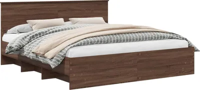 Image de Cadre de lit Chêne brun 200 x 200 cm Bois d'ingénierie