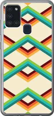 Produktbild von MuchoWow® Handyhülle Schutzhülle Hülle für Telefoonhoesje Samsung Galaxy A21s Retro - Streifen - Design - Siebziger Jahre Silikon Softcase Handy Hülle - Hartschale
