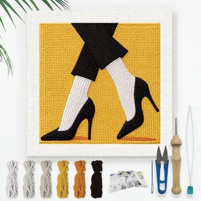 Zdjęcie produktu dla Zestaw do haftu igłowym dla początkujących, motyw: szpilki, wymiary: 24x24 cm, zestaw startowy do haftu DIY