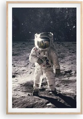 Produktbild von Gerahmtes Poster - Rahmen in heller Eiche - Mond Erde Astronaut - 61x91,5 cm - Wand Bild - Wanddeko - Wandbilder - Kunstposter - Wandposter - Bilderrahmen - Bilder - Kunstdruck - P2NPA61x91-4882